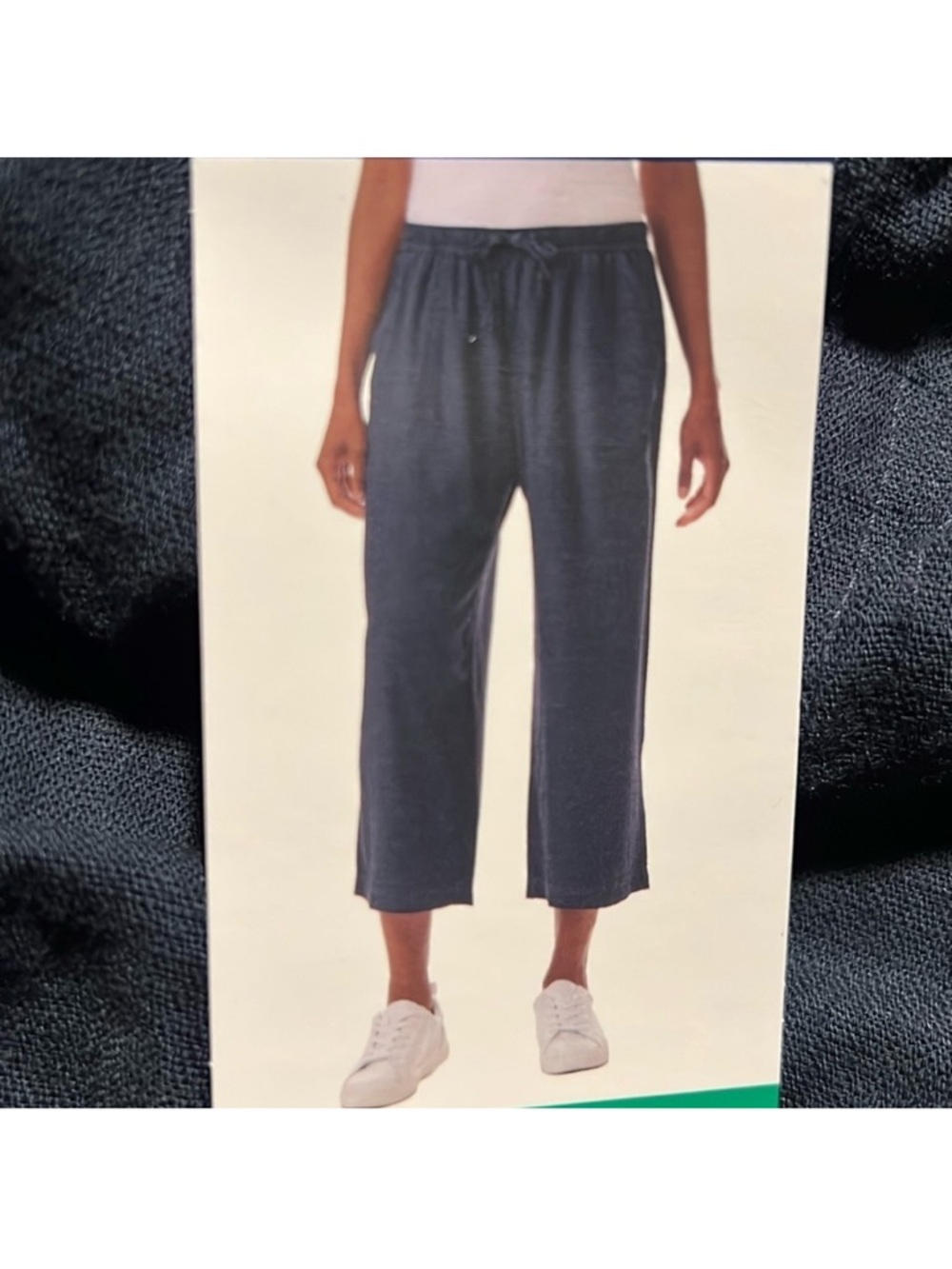 Splendid Women’s Linen Blend Navy Blue Elastic Waist Pull-On Cropped Pants Sz M